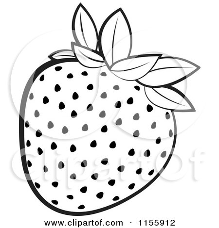 Clipart of a Black and White Strawberry - Royalty Free Vector Illustration by Lal Perera