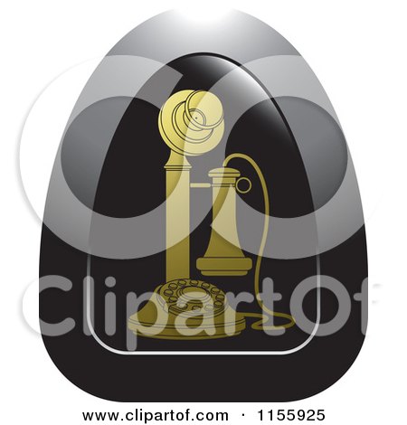 Clipart of a Gold Candlestick Telephone Icon - Royalty Free Vector Illustration by Lal Perera