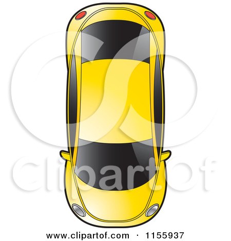 Clipart of an Aerial View of a Yellow Car - Royalty Free Vector Illustration by Lal Perera