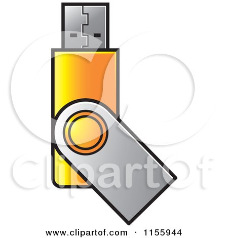 Clipart of a Yellow USB Flash Drive - Royalty Free Vector Illustration by Lal Perera