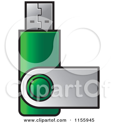 Clipart of a Green USB Flash Drive - Royalty Free Vector Illustration by Lal Perera
