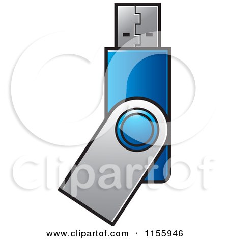 Clipart of a Blue USB Flash Drive - Royalty Free Vector Illustration by Lal Perera