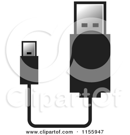 Clipart of a USB Flash Drive and Cable - Royalty Free Vector Illustration by Lal Perera