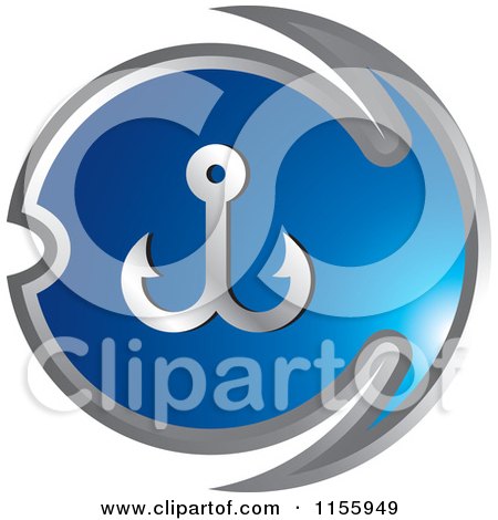 Clipart of a Blue Fishing Icon 2 - Royalty Free Vector Illustration by Lal Perera