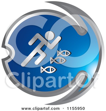 Clipart of a Blue Fishing Icon 3 - Royalty Free Vector Illustration by Lal Perera