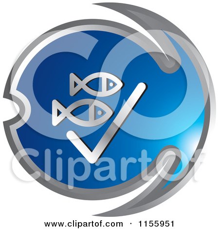 Clipart of a Blue Fishing Icon 4 - Royalty Free Vector Illustration by Lal Perera