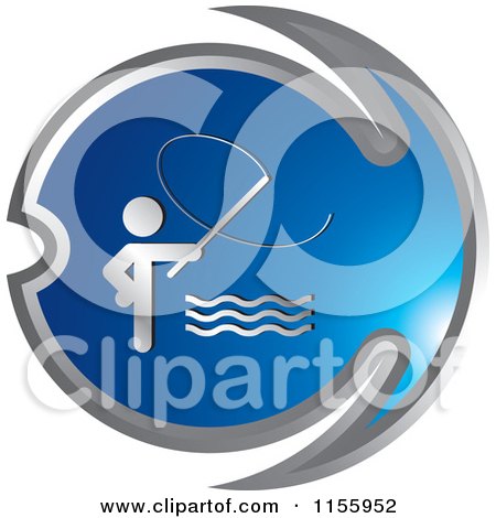 Clipart of a Blue Fishing Icon 1 - Royalty Free Vector Illustration by Lal Perera
