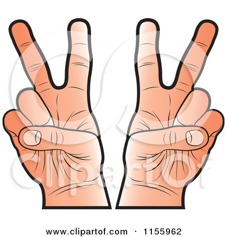 Clipart of Victory Hands - Royalty Free Vector Illustration by Lal Perera