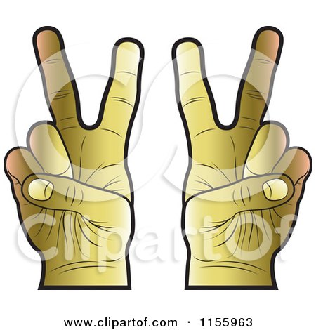 Clipart of Gold Victory Hands - Royalty Free Vector Illustration by Lal Perera