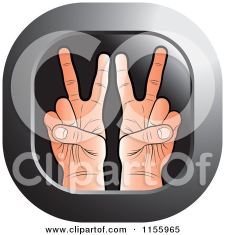 Clipart of a Victory Hands Icon - Royalty Free Vector Illustration by Lal Perera