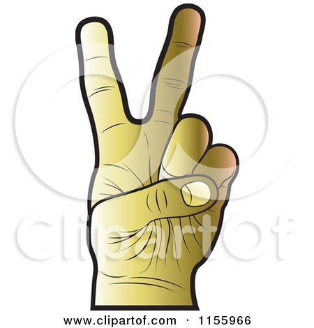 Clipart of a Gold Victory Hand - Royalty Free Vector Illustration by Lal Perera
