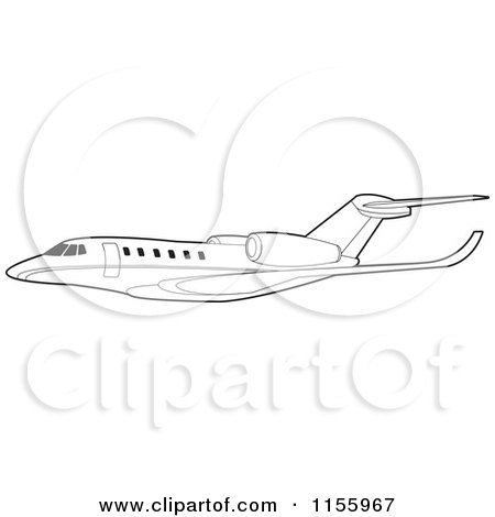 Clipart of a Black and White Commercial Airliner - Royalty Free Vector Illustration by Lal Perera