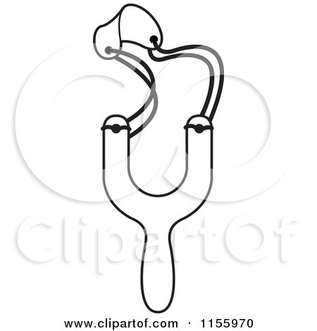 Clipart of an Outlined Sling Shot - Royalty Free Vector Illustration by Lal Perera