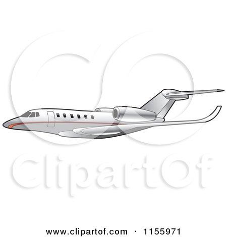 Clipart of a Silver and Red Commercial Airliner - Royalty Free Vector Illustration by Lal Perera