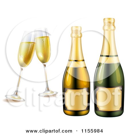 Clipart of Glasses and Bottles of Champagne - Royalty Free Vector Illustration by merlinul