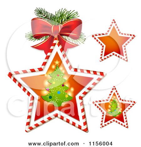 Clipart of Candy Cane Stars with Christmas Trees - Royalty Free Vector Illustration by merlinul