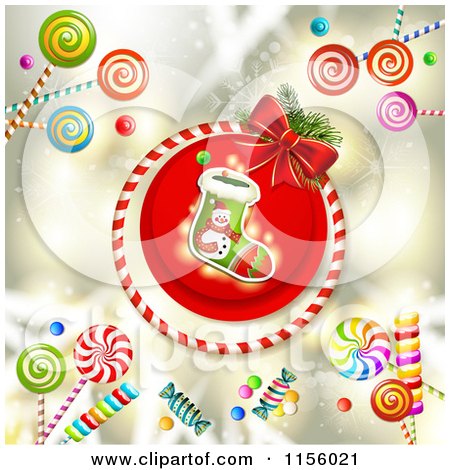 Clipart of a Christmas Stocking and Candy - Royalty Free Vector Illustration by merlinul