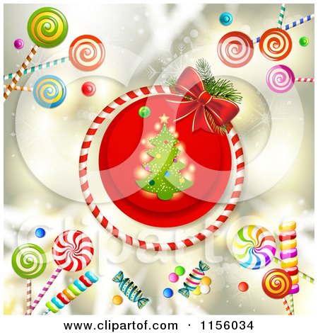 Clipart of a Christmas Tree and Candy - Royalty Free Vector Illustration by merlinul