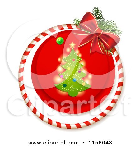 Clipart of a Christmas Tree Candy Cane Ring and Bow - Royalty Free Vector Illustration by merlinul