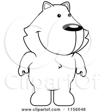Cartoon Clipart Of A Black And White Cat Standing - Vector Outlined Coloring Page by Cory Thoman