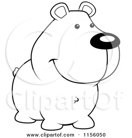 Cartoon Clipart Of A Black And White Smiling Bear - Vector Outlined Coloring Page by Cory Thoman