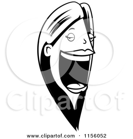 Cartoon Clipart Of A Black And White Woman with a Loud Mouth - Vector Outlined Coloring Page by Cory Thoman