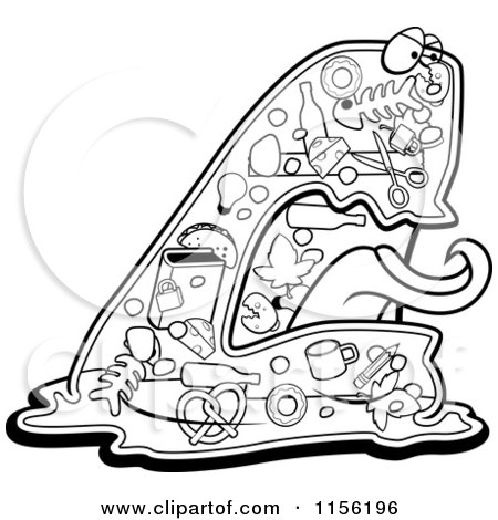 Cartoon Clipart Of A Black And White Garbage Blob Monster - Vector Outlined Coloring Page by Cory Thoman