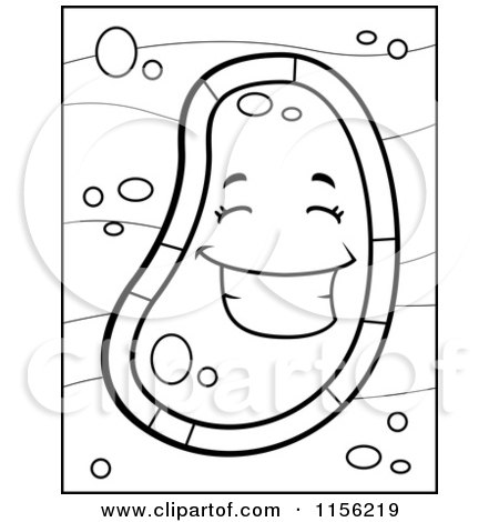 Cartoon Clipart Of A Black And White Germ Smiling - Vector Outlined Coloring Page by Cory Thoman