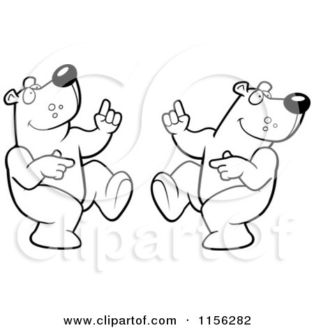 Cartoon Clipart Of A Black And White Digital Collage of a Dancing Bear in Different Poses - Vector Outlined Coloring Page by Cory Thoman