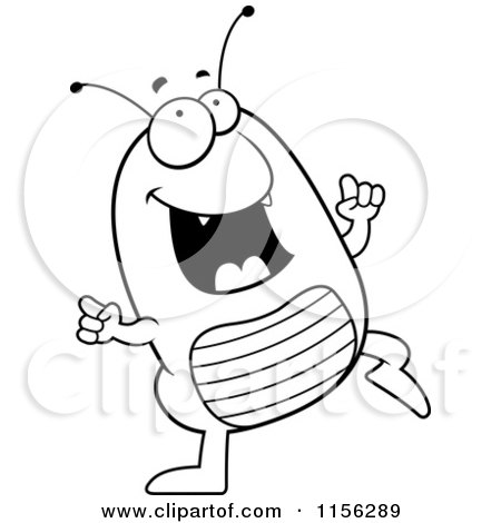 Cartoon Clipart Of A Black And White Happy Dancing Flea - Vector Outlined Coloring Page by Cory Thoman