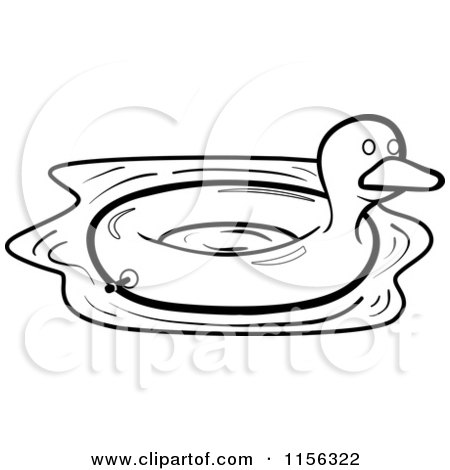 Cartoon Clipart Of A Black And White Duck Inner Tube - Vector Outlined  Coloring Page by Cory Thoman #1156322