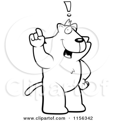 Cartoon Clipart Of A Black And White Cat Exclaiming - Vector Outlined Coloring Page by Cory Thoman