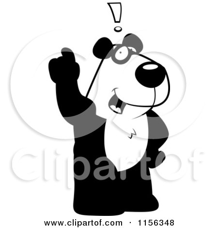 Cartoon Clipart Of A Black And White Panda Exclaiming - Vector Outlined Coloring Page by Cory Thoman