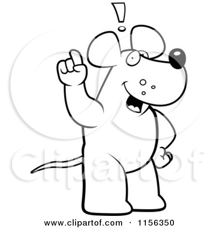 Cartoon Clipart Of A Black And White Rat Exclaiming - Vector Outlined Coloring Page by Cory Thoman