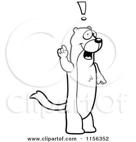 Cartoon Clipart Of A Black And White Weasel Exclaiming - Vector Outlined Coloring Page by Cory Thoman
