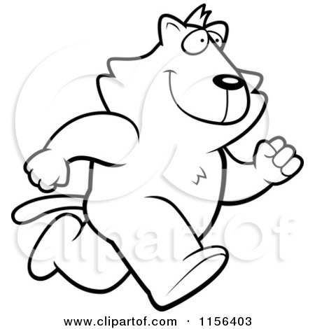 Cartoon Clipart Of A Black And White Running Cat Character - Vector Outlined Coloring Page by Cory Thoman