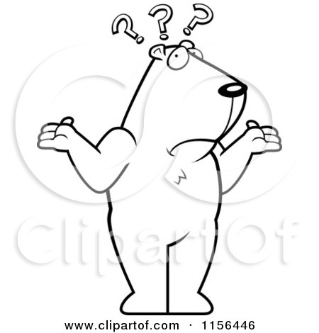 Cartoon Clipart Of A Black And White Confused Groundhog Shrugging Under Question Marks - Vector Outlined Coloring Page by Cory Thoman