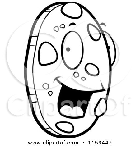 Cartoon Clipart Of A Black And White Happy Chocolate Chip Cookie Face - Vector Outlined Coloring Page by Cory Thoman