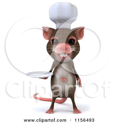 3d Chef Mouse Holding a Plate Posters, Art Prints by - Interior Wall Decor  #1156493