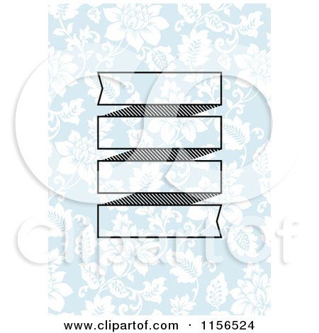 Clipart of a Banner over Blue and White Floral - Royalty Free Vector Clipart by BestVector
