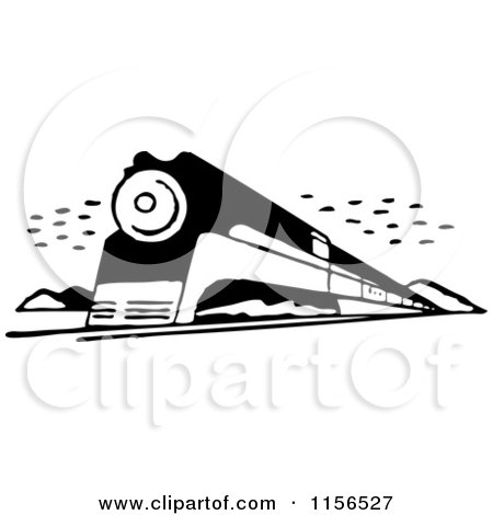 Clipart of a Black and White Retro Train 2 - Royalty Free Vector Clipart by BestVector