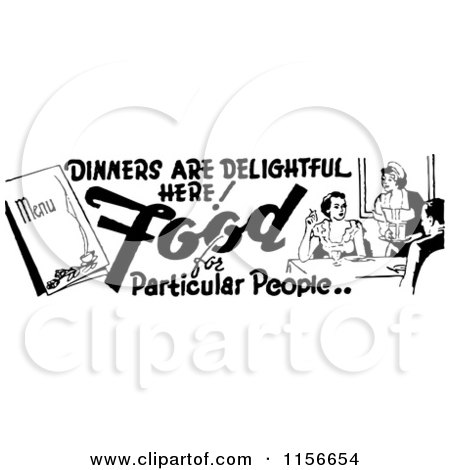 Clipart of a Black and White Retro Dining Food Border 3 - Royalty Free Vector Clipart by BestVector