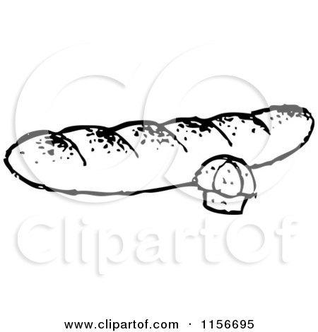 Clipart of a Black and White Retro Muffin and Bread - Royalty Free Vector Clipart by BestVector