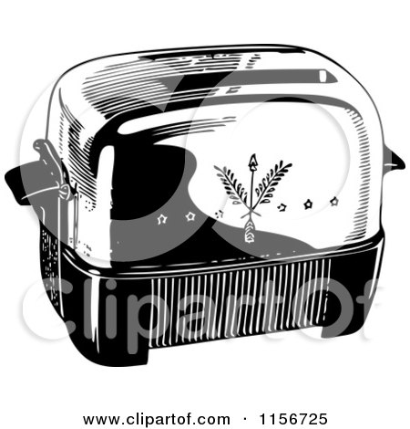 Clipart of a Black and White Retro Toaster - Royalty Free Vector Clipart by BestVector