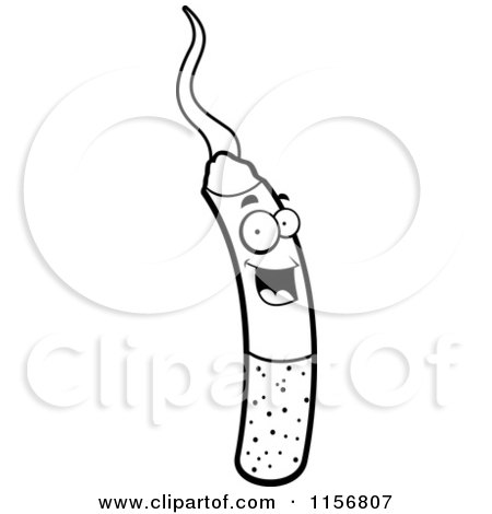 Cartoon Clipart Of A Black And White Happy Cigarette - Vector Outlined Coloring Page by Cory Thoman