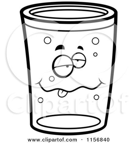 Cartoon Clipart Of A Black And White Drunk Pint of Beer - Vector Outlined Coloring Page by Cory Thoman