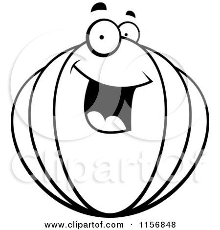 Cartoon Clipart Of A Black And White Happy Smiling Shell - Vector Outlined Coloring Page by Cory Thoman