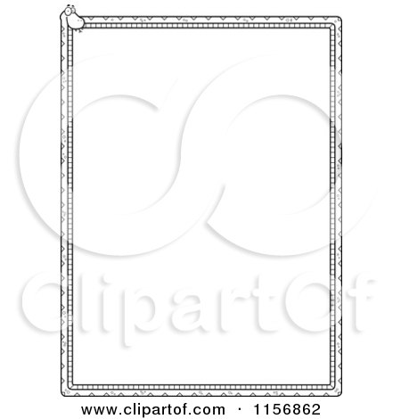 Cartoon Clipart Of A Black And White Snake Border with Copyspace - Vector Outlined Coloring Page by Cory Thoman