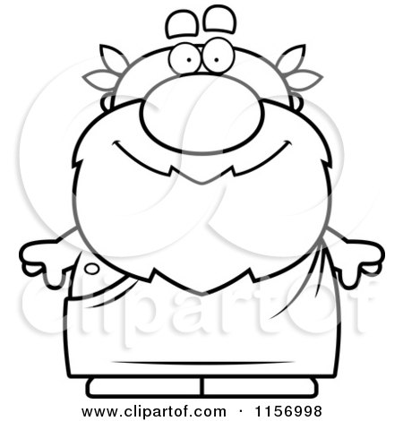 Cartoon Clipart Of A Black And White Chubby Greek Man - Vector Outlined Coloring Page by Cory Thoman