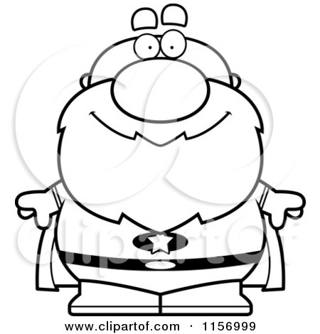 Cartoon Clipart Of A Black And White Senior Super Man - Vector Outlined Coloring Page by Cory Thoman